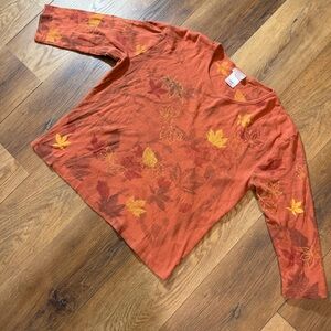 Vintage Y2K Fall Sweater Fall Leaf Sweater Halloween Sweater Leaves Top Cotton